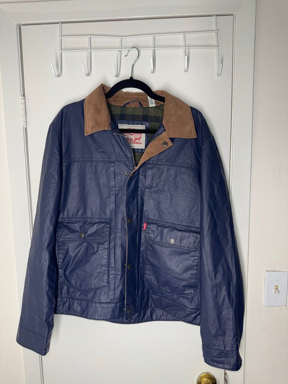 Vintage Levi’s Waxed Field Jacket Brown Corduroy Collar Workwear Coat